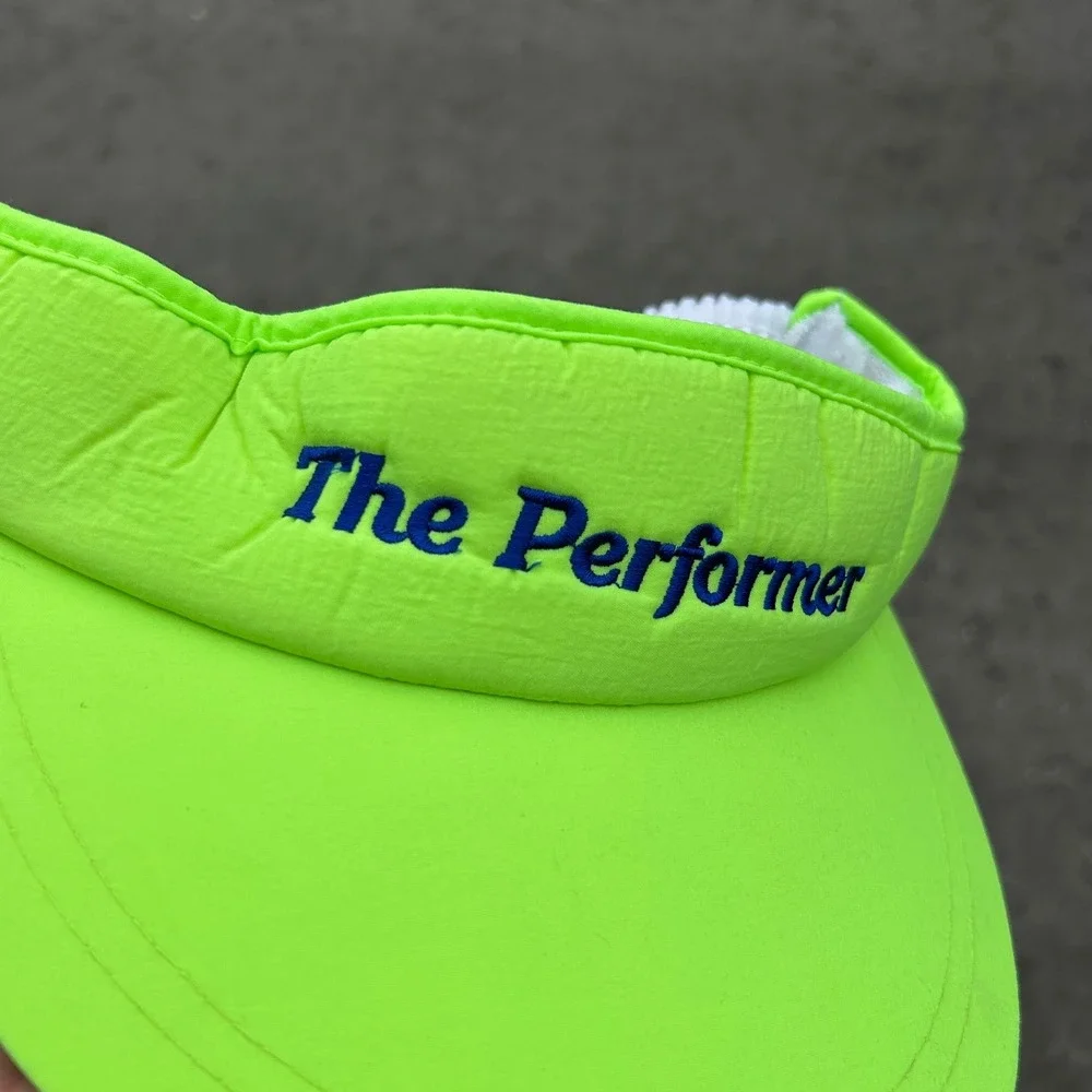 Vintage The Performer Neon Green Visor Golf Tennis Sports Hat Cap One Size Y2K